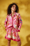 Franco Ferrari Aloe Waves Print Button Down Silk Shirt Timeless Martha's Vineyard 