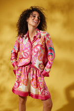 Franco Ferrari Aloe Waves Print Button Down Silk Shirt Timeless Martha's Vineyard 