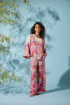 Aloe Waves Print Wide Sleeve Silk Blouse Timeless Martha's Vineyard 