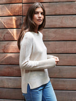 White + Warren Cashmere Pointelle Detail Crew Neck Timeless Martha's Vineyard