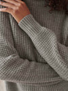 white + warren Cashmere Luxe Waffle Knit Stand Neck - Grey Heather timeless martha's vineyard