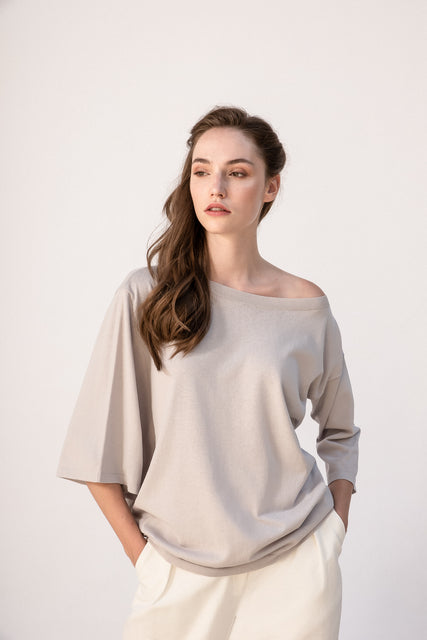 Kash Cashmere Asymmetrical Sleeve Knit Blouse Timeless Martha's Vineyard