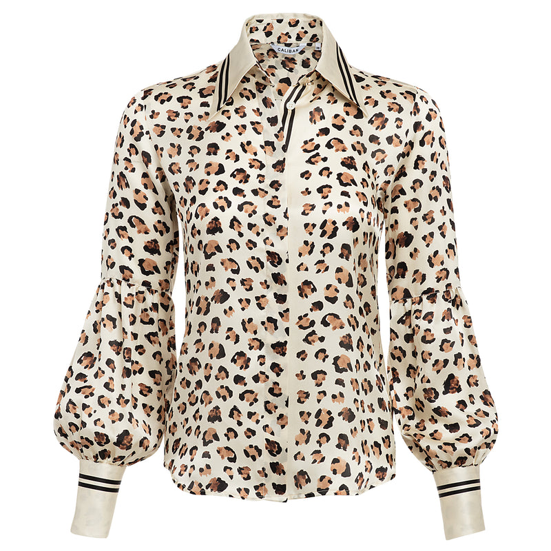 Caliban Silk Leopard Blouse Timeless Martha's Vineyard