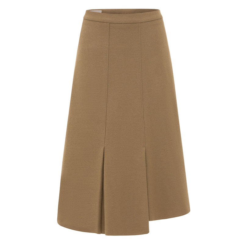 Mignon Doo Asymmetrical Wool Skirt Camel - Timeless Martha's Vineyard