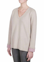 Relaxed Cashmere V-Neck with cuff detail