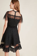 Shoshanna Brynn Fit and Flare Dress - Black Tulle and Lace Timeless Martha's Vineyard