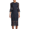 Shoshanna Antonia Dress Louisa 3/4 Sleeve Tea Length Dress - Navy Lace Timeless Martha's Vineyard