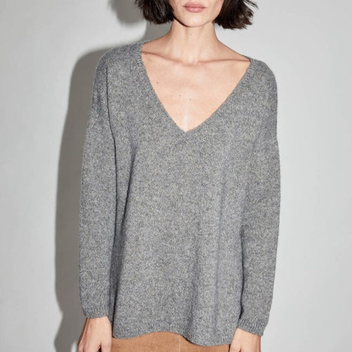 Alyki Gold Metallic Cashmere V-Neck Timeless Martha's Vineyard