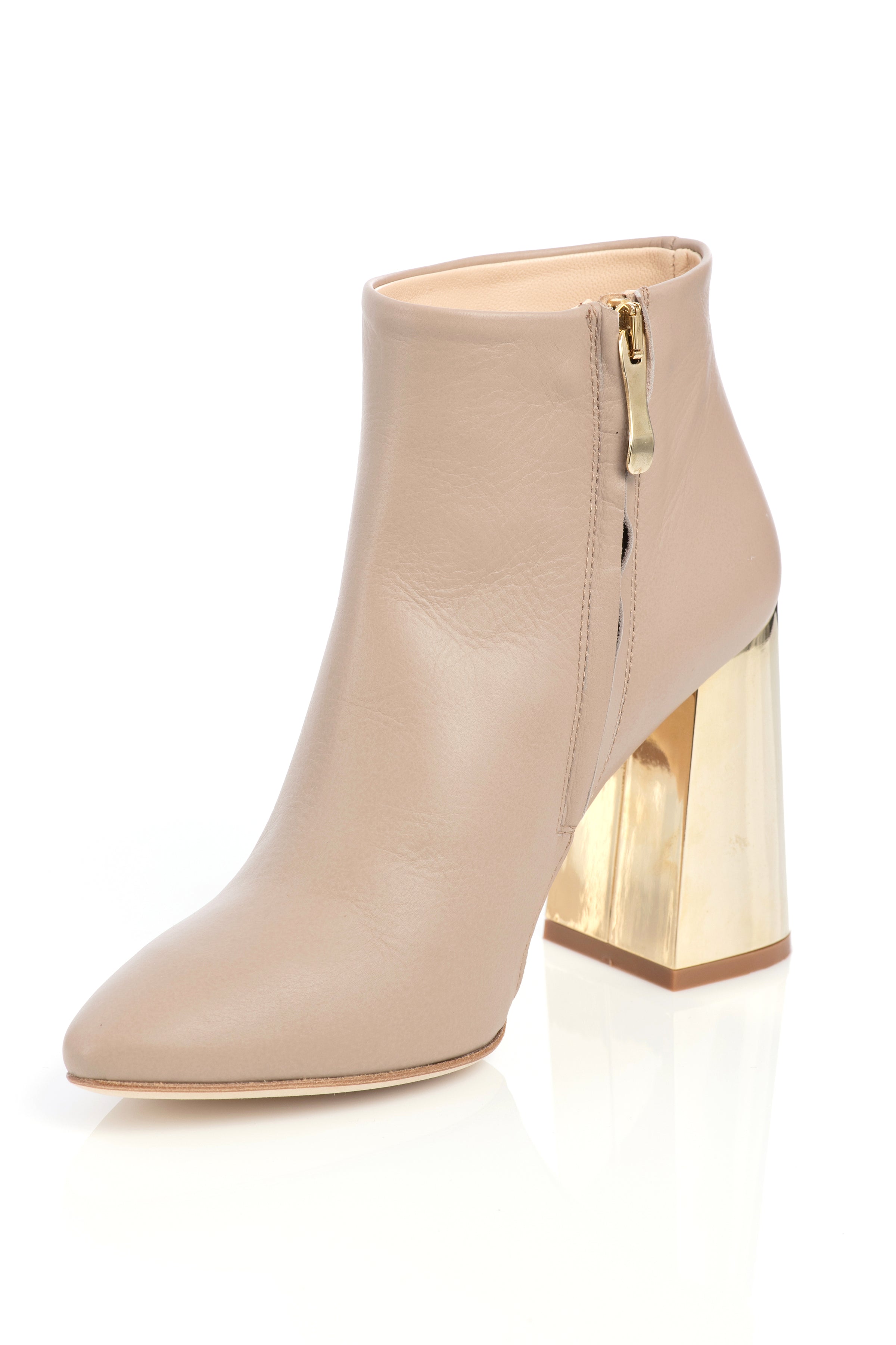 Lake Bootie Beige with Gold Heel