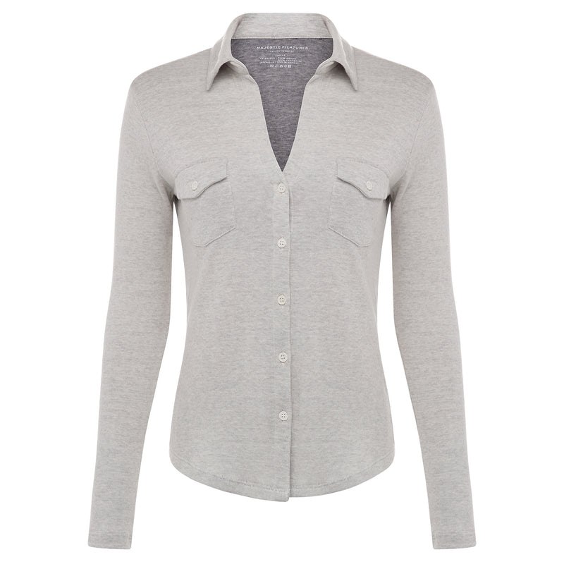 Majestic Filatures Cotton Cashmere Button Down Shirt Timeless Martha's Vineyard 