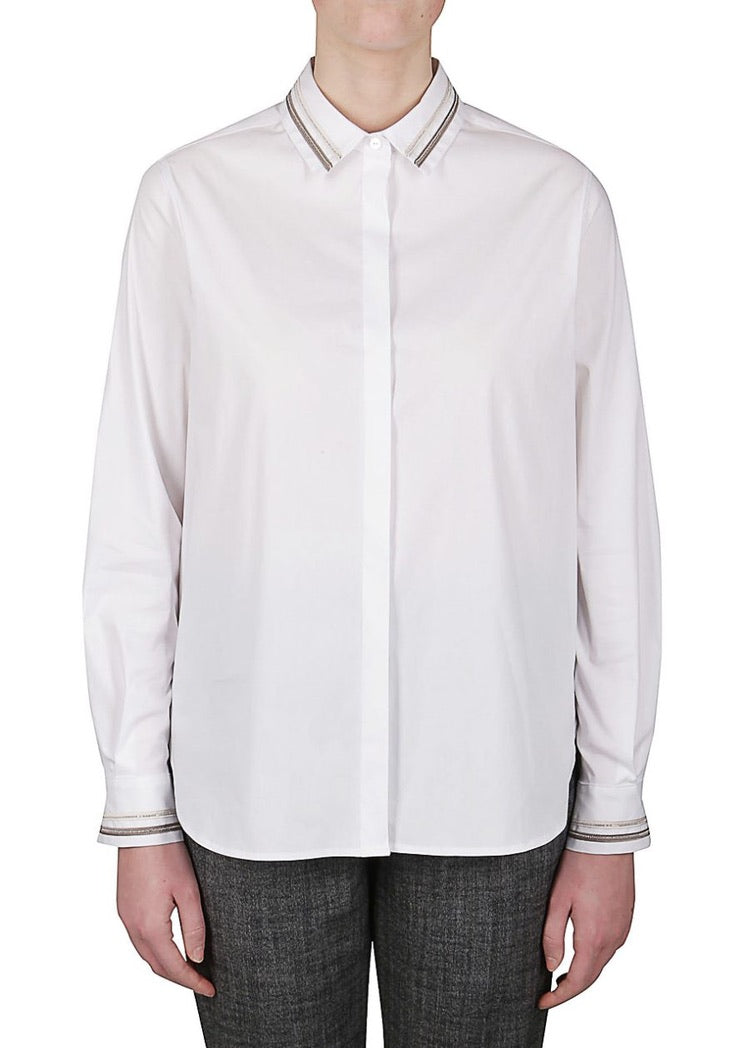 Purotatto Embellished Collar Blouse Timeless Martha's Vineyard