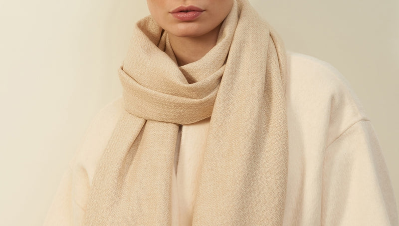 Jane Carr The Hudson Cashmere Scarf - Soft Beige Timeless Martha's Vineyard