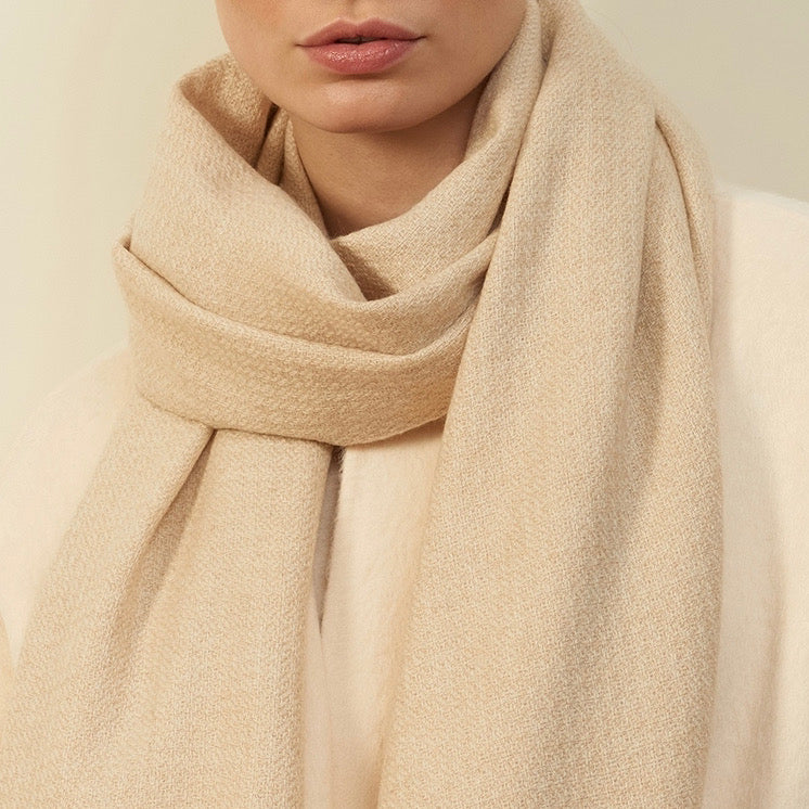 Jane Carr The Hudson Cashmere Scarf - Soft Beige Timeless Martha's Vineyard