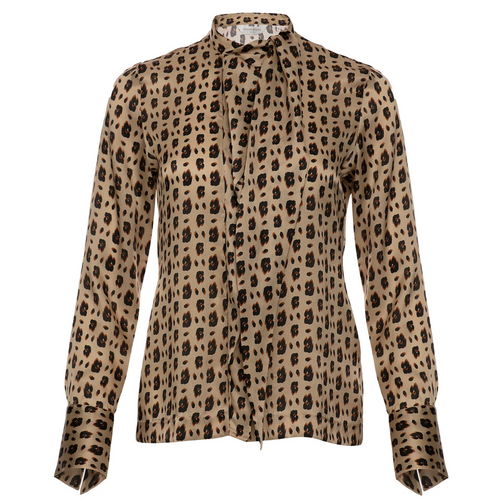 Guglielminotti Silk Self Tie Blouse Leopard Timeless Martha's Vineyard