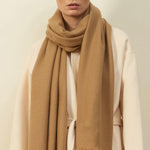 Jane Carr The Hudson Woven Cashmere Scarf in Camel Timeless Martha's Vineyard 