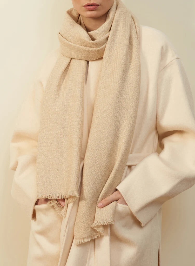 Jane Carr The Hudson Cashmere Scarf - Soft Beige Timeless Martha's Vineyard