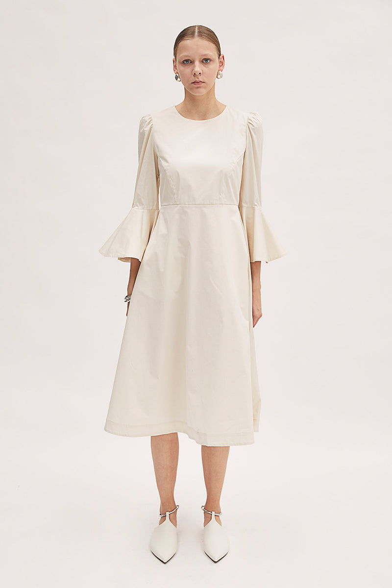 knee length bell sleeve dress Meimeij Black Bell Sleeve Midi Dress Timeless