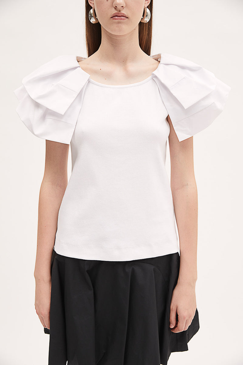 Meimeij Flutter Sleeve Top - White Timeless Martha's Vineyard