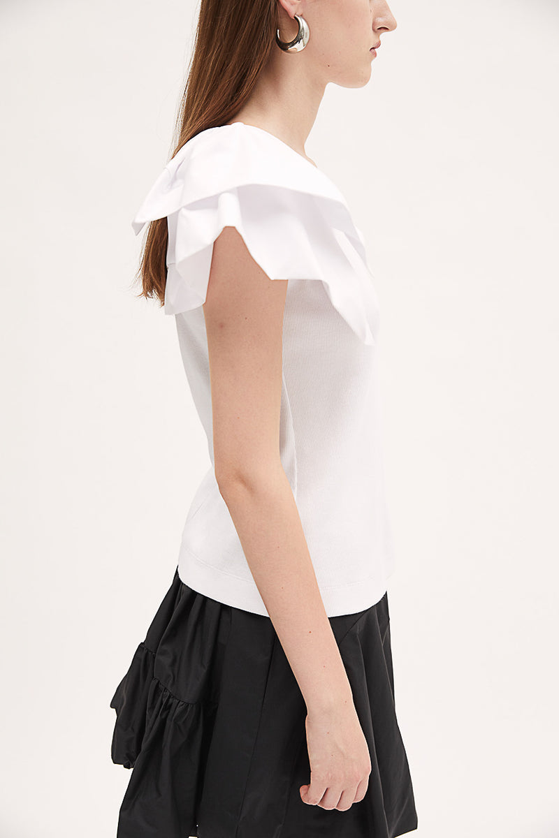 Meimeij Flutter Sleeve Top - White Timeless Martha's Vineyard