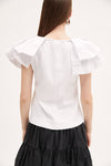 Meimeij Flutter Sleeve Top - White Timeless Martha's Vineyard