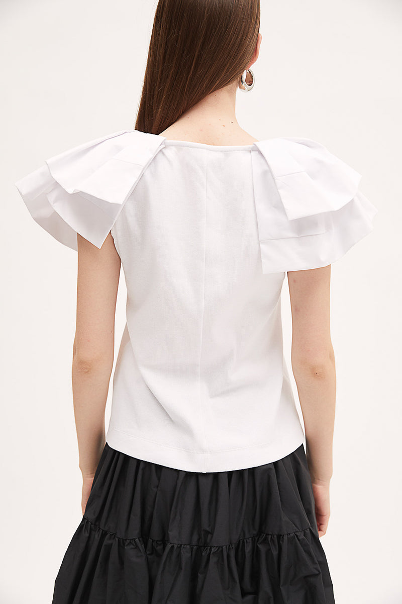 Meimeij Flutter Sleeve Top - White Timeless Martha's Vineyard