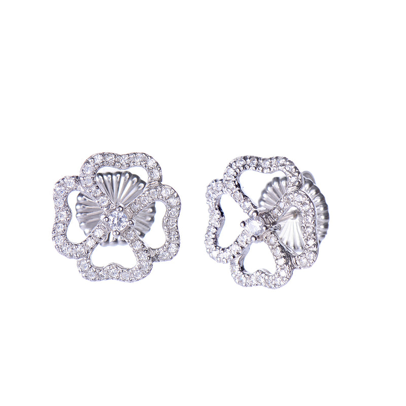 4 Petal Flower Stud Earrings - Silver Timeless Martha's Vineyard