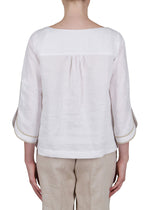 Purotatto Embellished Linen Blouse Timeless Martha's Vineyard