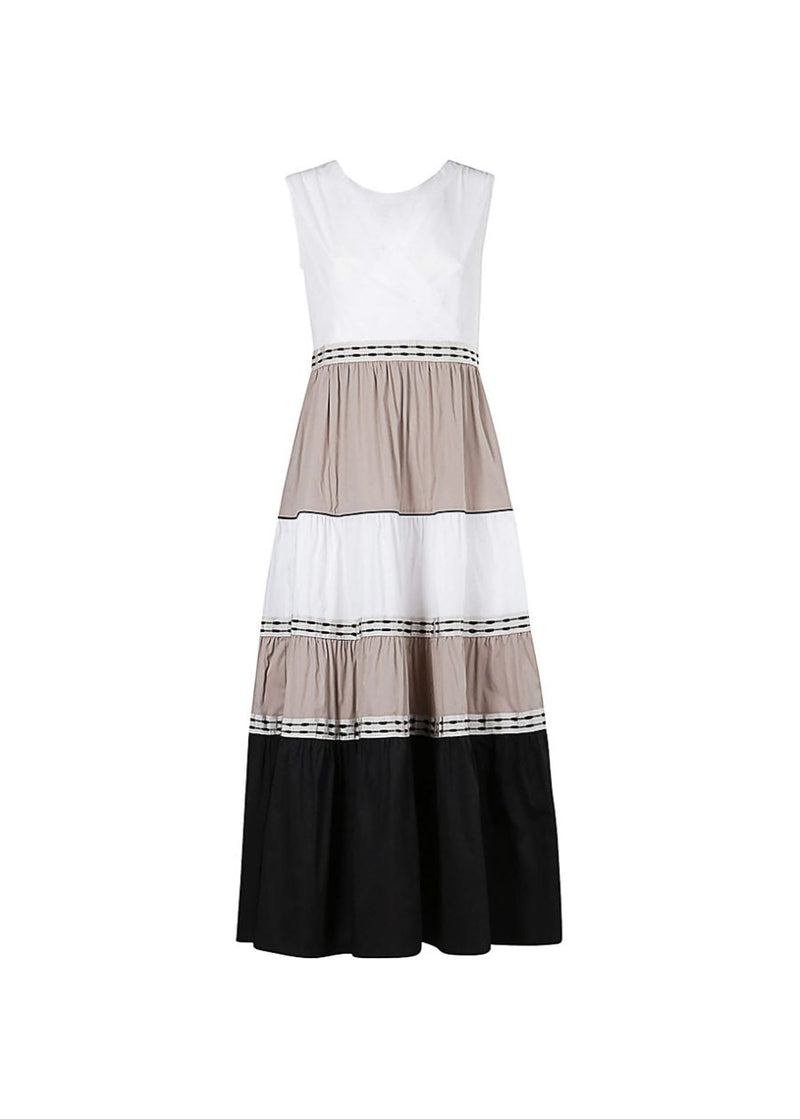 color block tiered maxi dress Amryn Color Block Tiered Maxi Dress