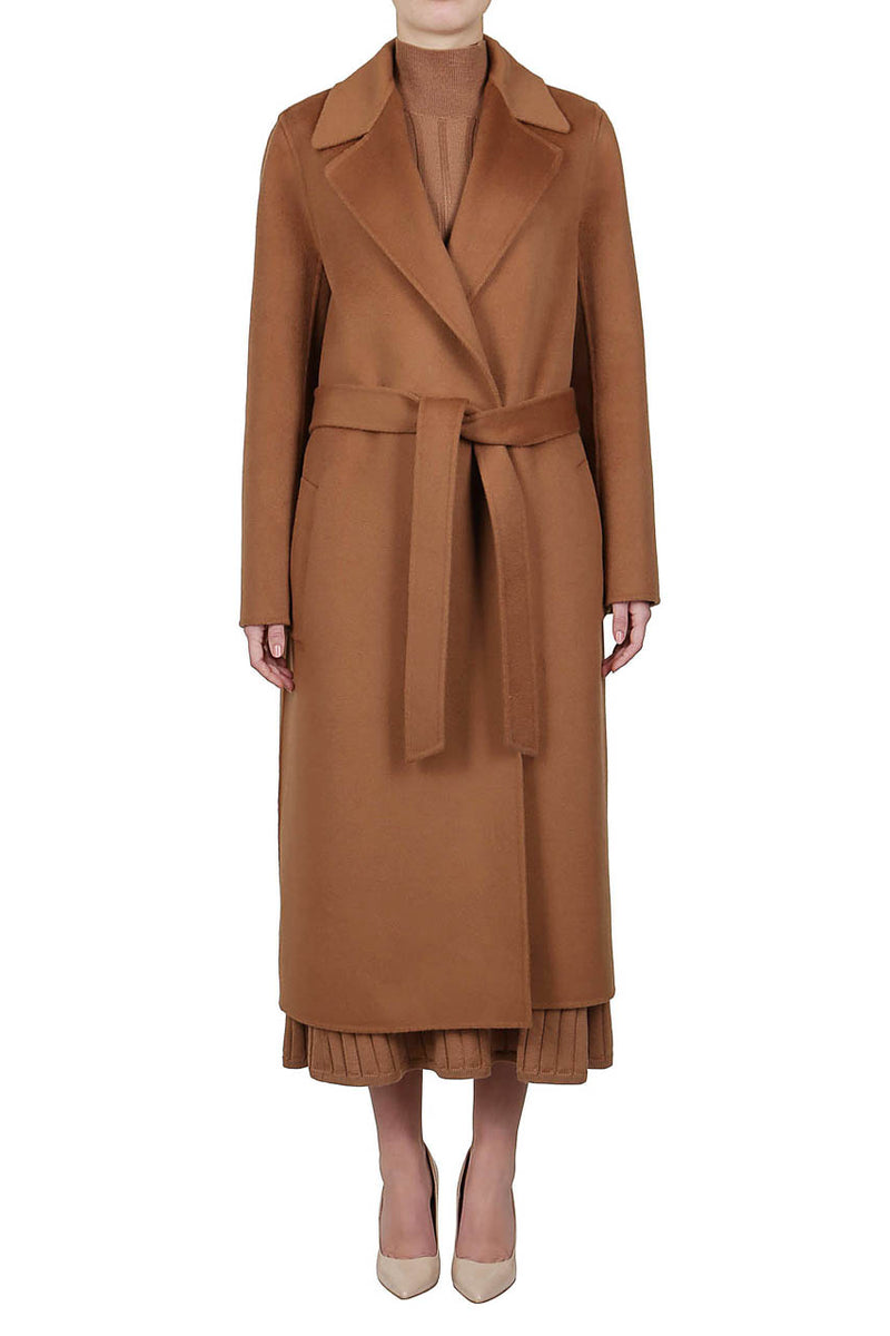 Purotatto Cashmere Cashmere and Wool Belted Coat - Wheat Timeless Martha's Vineyard