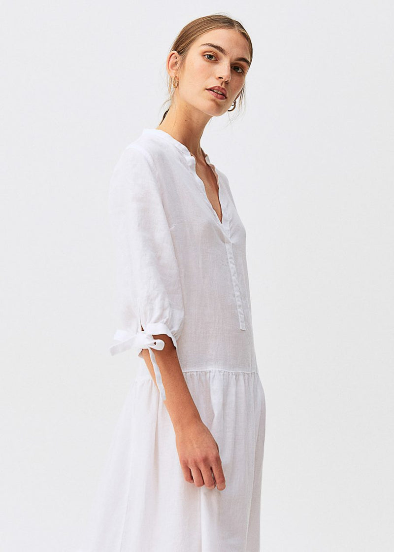 rosso35 linen dress Garment-dyed linen shirt dress cornflower - Made in Italy