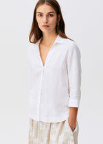 Rosso35 Classic Navy Linen 3/4 Sleeve Shirt Timeless Martha's Vineyard 
