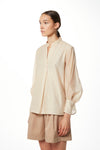 Peserico Mandarin V-Neck Blouse - Navy Timeless Martha's Vineyard