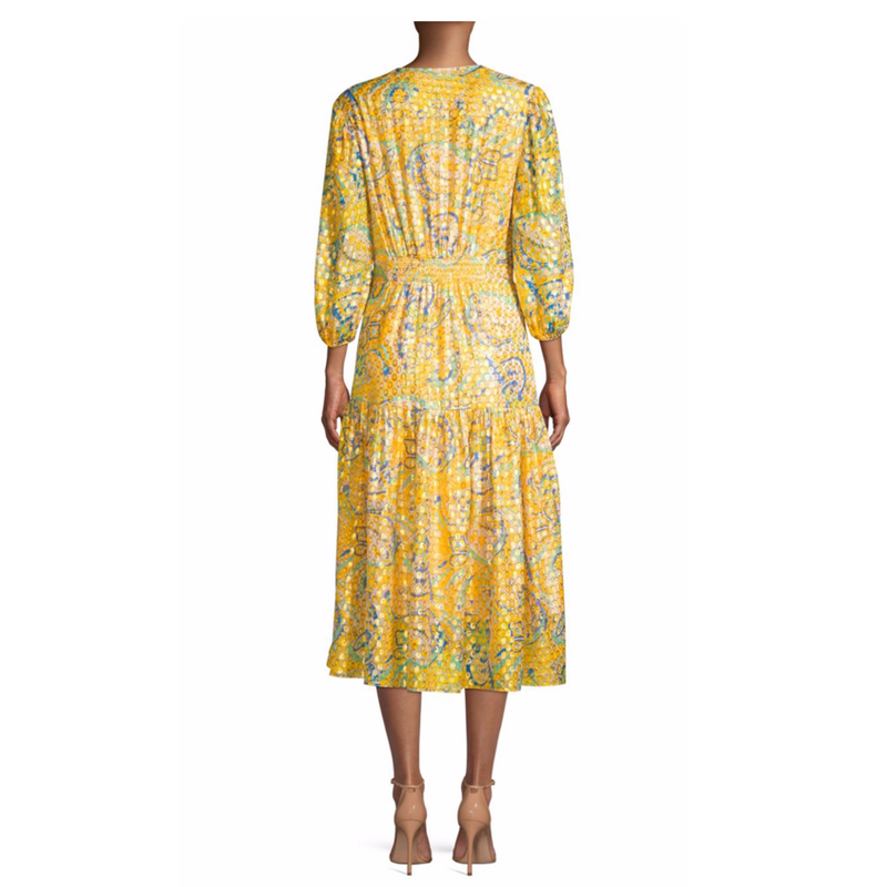 Shoshanna Aceline Gold Paisley Dress Timeless Martha's Vineyard