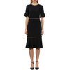 Shoshanna Oleh Midi Dress - Black with Gold Grommets Timeless Martha's Vineyard