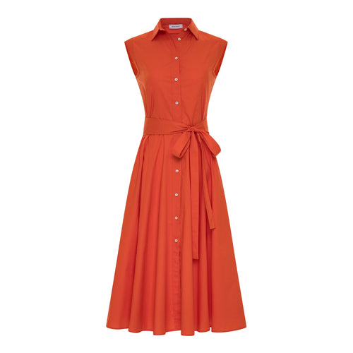 Rosso35 Sleeveless Waist-Tie Shirt Dress Timeless Martha's Vineyard