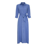 Rosso35 Linen Long Shirt Dress - Light Blue Timeless Martha's Vineyard