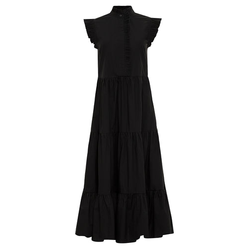 Twinset Pleated Flounce Dress - Black Timeless Martha's Vineyard