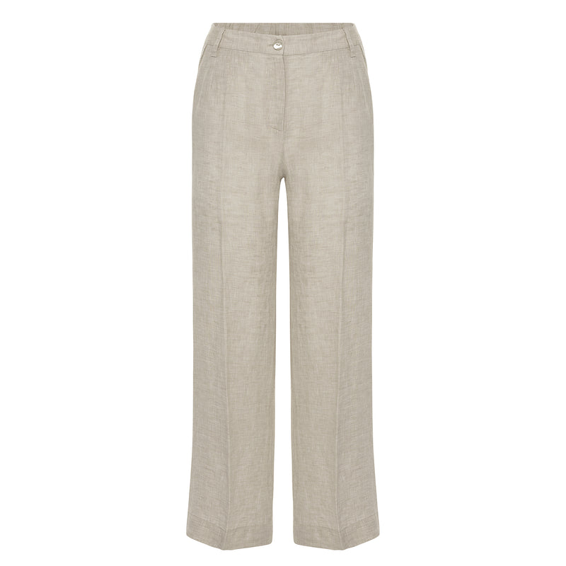 Purotatto Wide Leg Linen Trousers -Taupe Timeless Martha's Vineyard