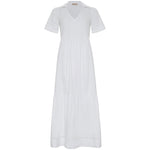 V-Neck Tiered Cotton Summer Dress - White