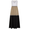 Purotatto Cotton Tiered Ribbon Dress - Black/Camel Timeless Martha's Vineyard