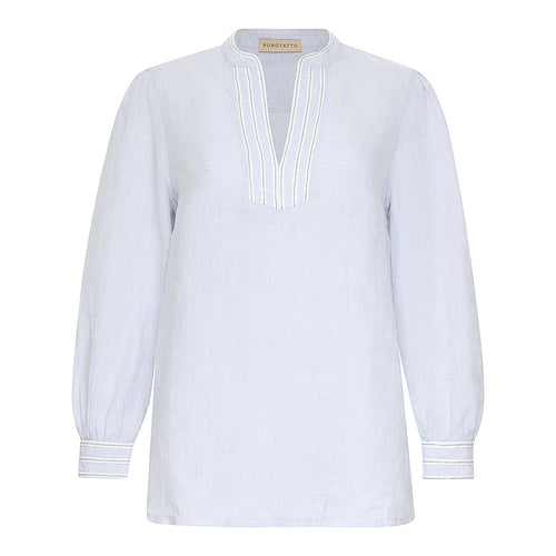Purotatto Embellished V-Neck - Sky Timeless Martha's Vineyard
