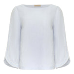 Purotatto Embellished Linen Blouse -  Sky Timeless Martha's Vineyard