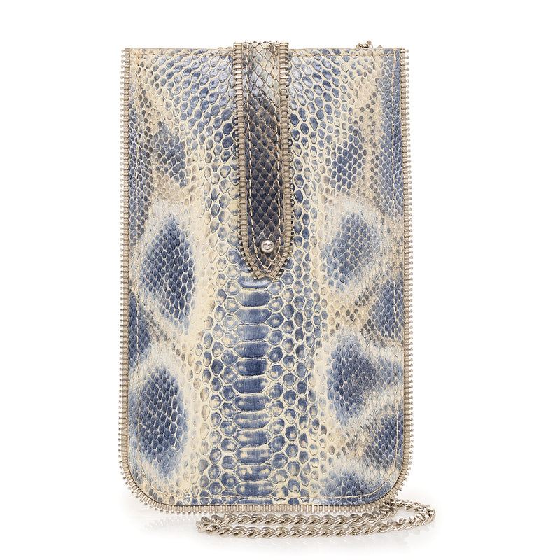 Coralie Georgia Phone Pouch Blue Python - Timeless Martha's Vineyard