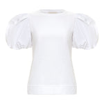 Balloon Sleeve Jersey Tee - White