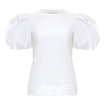 Balloon Sleeve Jersey Tee - White