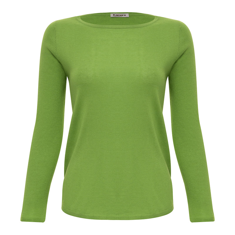 Kangra Silk and Cashmere Crewneck - Lime Timeless Martha's Vineyard