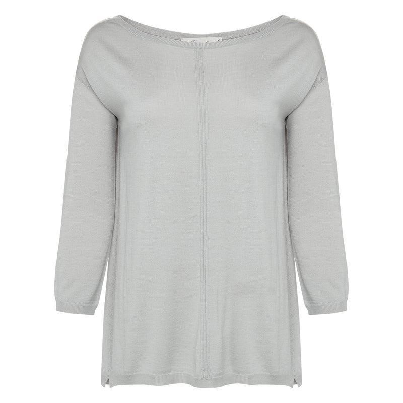 Silk Sweater with Silk Back - Grey