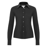 Caliban Skin Like Fitted Button Down Shirt - Black Timeless Martha's Vineyard