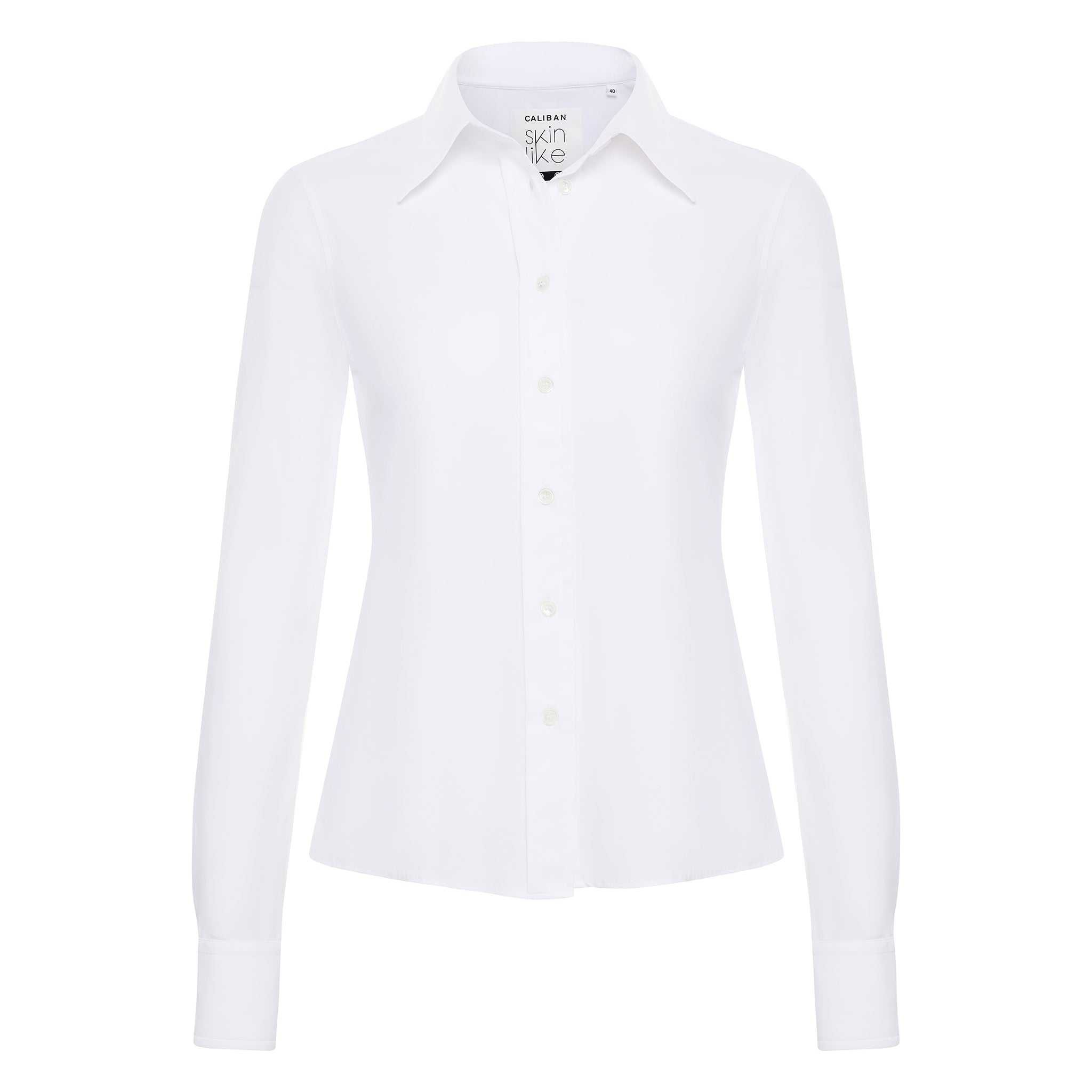 Caliban White Fitted Skin-Like Button Down Shirt – Timeless