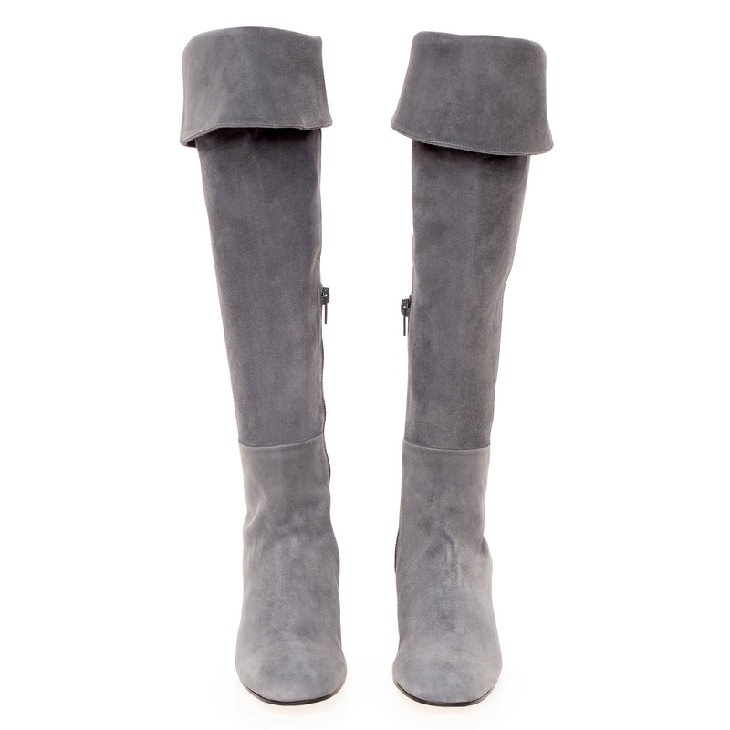 Cheville Tiffany Knee High Suede Boot - Grey Timeless Martha's Vineyard